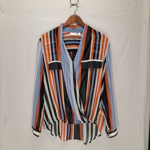 Bisou Bisou striped sheer blouse